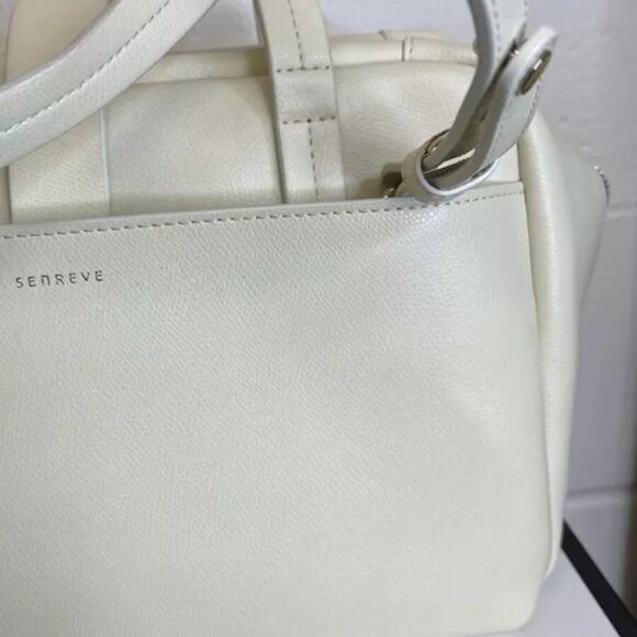 Senreve Doctor Bag Satchel Handbag Shoulder Bag Zip Sand Genuine Italian Leather - Picture 7 of 16